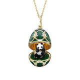 Faberge Guilloché Enamel -Panda-Überraschungsmedaillon