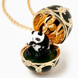 Faberge Guilloché Enamel -Panda-Überraschungsmedaillon