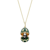 Faberge Guilloché Enamel -Panda-Überraschungsmedaillon