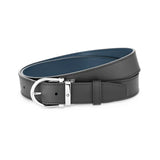 Montblanc Wendegürtel aus Leder in Schwarz/Blau mit hufeisenförmiger Schließe