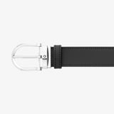 Montblanc Wendegürtel aus Leder in Schwarz/Blau mit hufeisenförmiger Schließe
