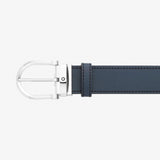 Montblanc Wendegürtel aus Leder in Schwarz/Blau mit hufeisenförmiger Schließe