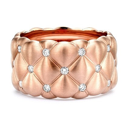 Fabergé Treillage prachtvoller Ring aus gebürstetem Rotgold mit Diamanten